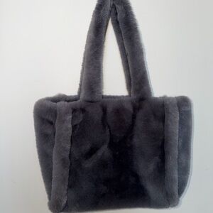 Lane Bryant Charcoal Faux Fur Shoulder Bag